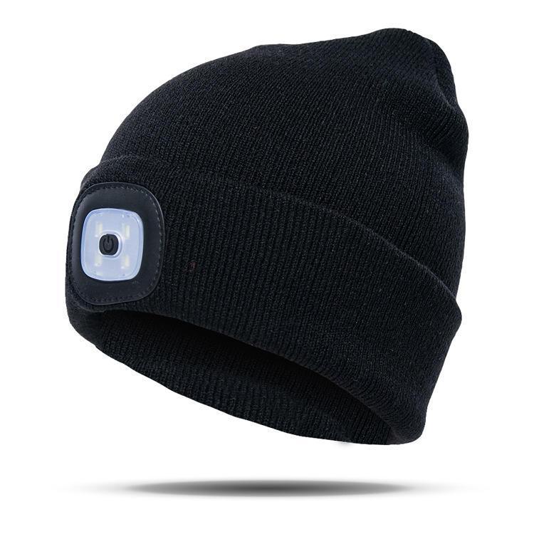 all in one place בגדי נשים LED Light Beanie Hat Knit Cap Jogging Night Walking