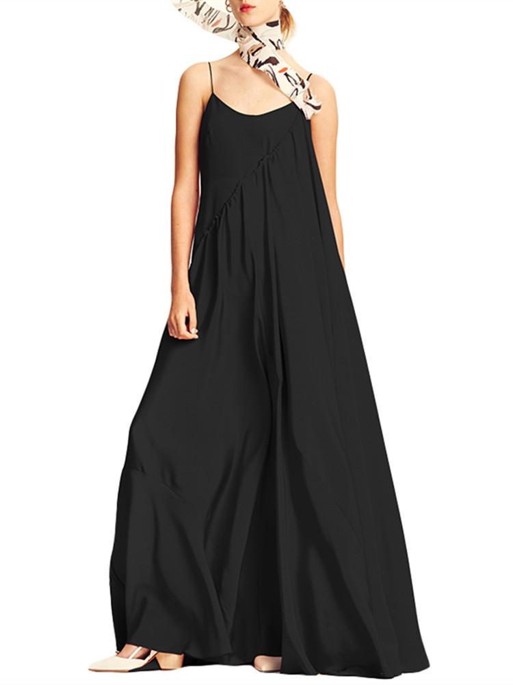 all in one place בגדי נשים Womens Casual  Sleeveless Solid Summer Long Maxi Dress