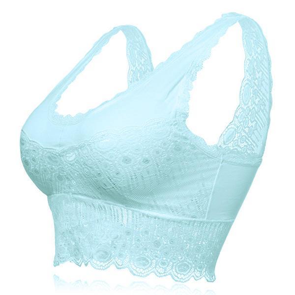 all in one place בגדי נשים Cozy Lace-trim Hollow Out Wireless Full Cup Push Up Breathable Vest Bra