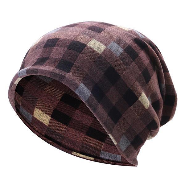 all in one place בגדי נשים Mens Women British Style Grid Cotton Beanies Hat Thicken Velvet Warm Hat And Scarf