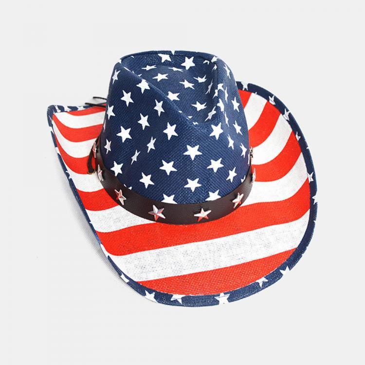 all in one place בגדי נשים American Flag Panama Western Cowboy Hat Sailor Dance Hat Patriotic Jazz Hat