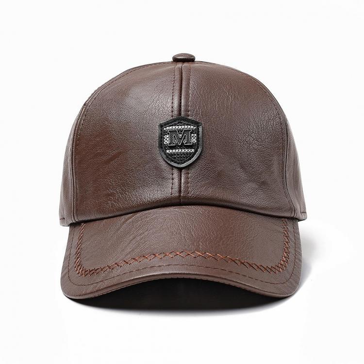 all in one place בגדי נשים Winter Artificial Leather Cotton Lining Letter Badge Dad Hat Outdoor Adjustable Baseball Cap