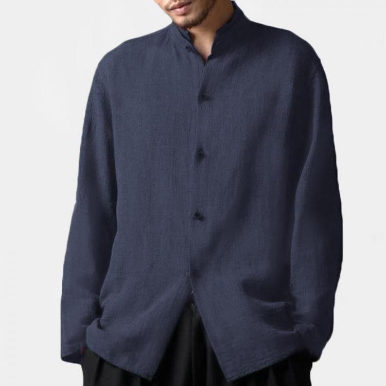 all in one place בגדי גברים INCERUN Mens Vintage Cotton Stand Collar Long Sleeve Casual Shirts