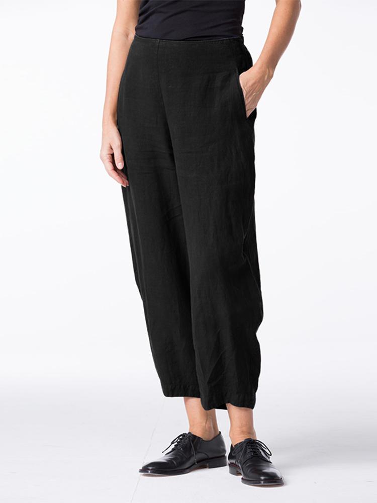 all in one place בגדי נשים Women Cotton Pure Color Loose Side Pockets Elastic Waist Trousers Pants