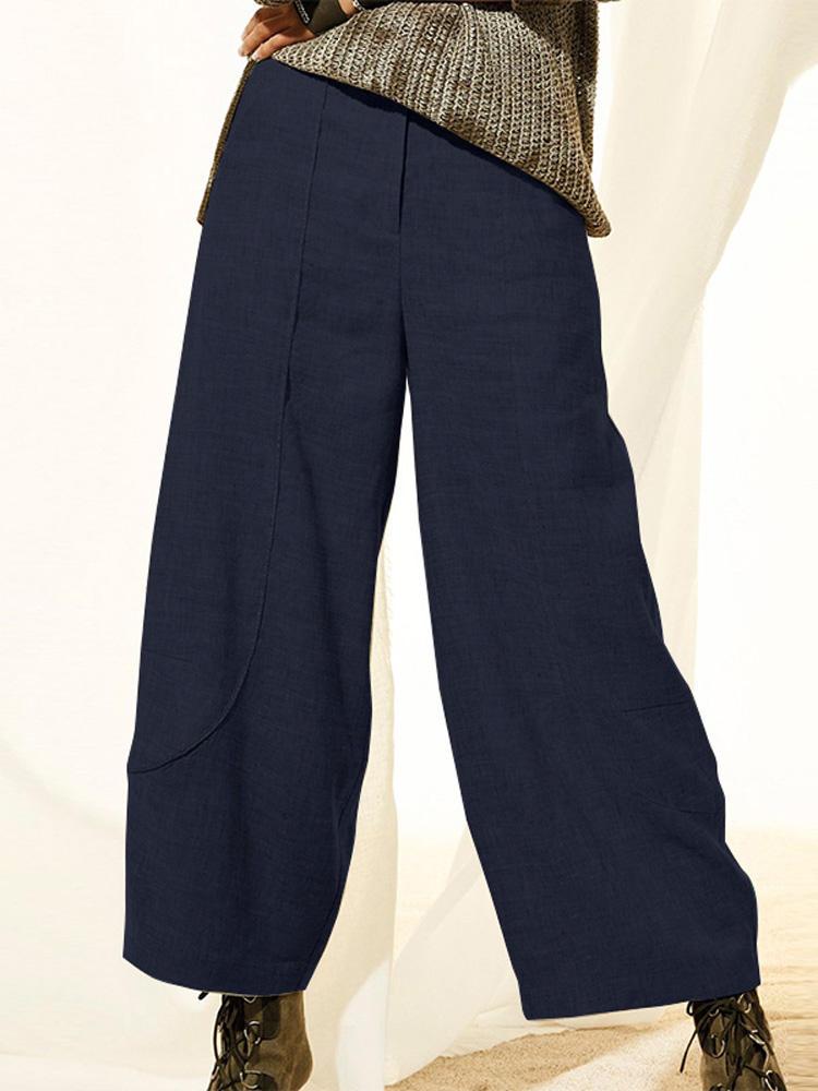 all in one place בגדי נשים Women Solid Color Side Pocket Causal Pants