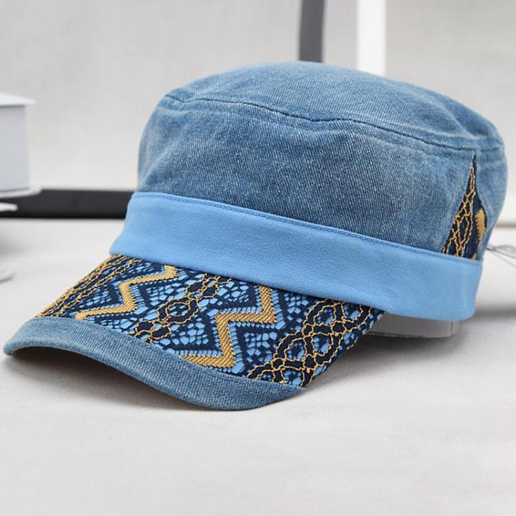 all in one place בגדי נשים Men Women Washed Denim Military Army Cap Outdoor Ripple Peaked Cap Visor Flat Top Hat