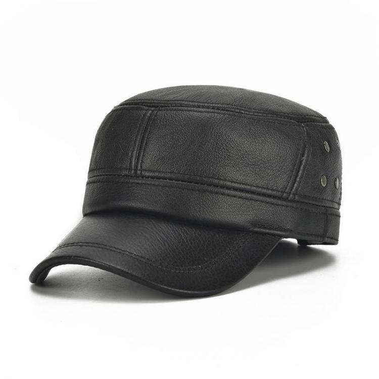 all in one place בגדי נשים Mens Winter Leather Earmuffs Flat Top Hats Outdoor Durable Warm Military Army Peaked Cap