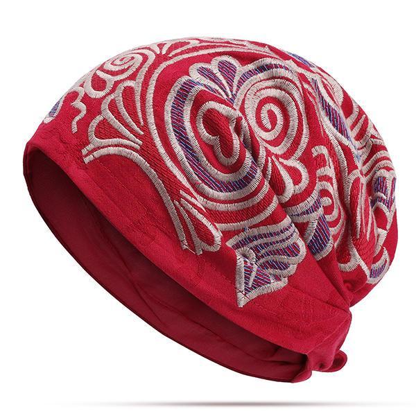 all in one place בגדי נשים Womens Ethnic Vintage Embroidery Flowers Breathable Beanie Hat Casual Adjustable Turban Caps