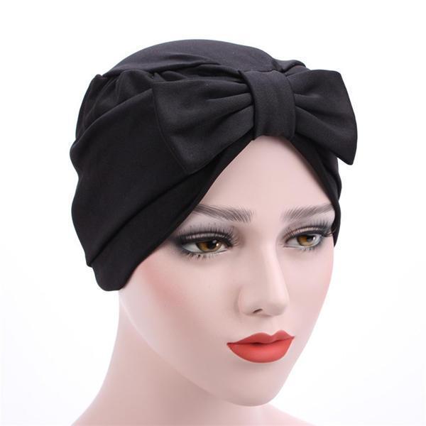 all in one place בגדי נשים Women Satin Bowknot Beanie Hat Solid Elegant Outdoor Casual Turban Cap