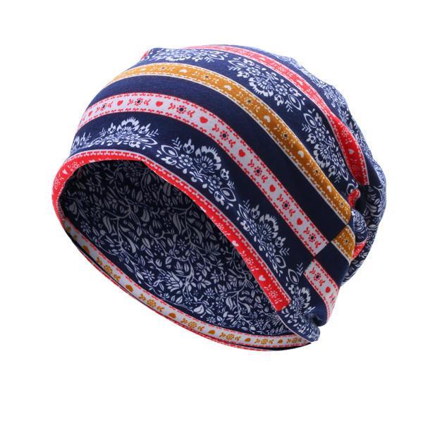 all in one place בגדי נשים Women Flowers Printing Cotton Beanies Cap Casual Warm Bonnet Hat Double Use Collar Scarf