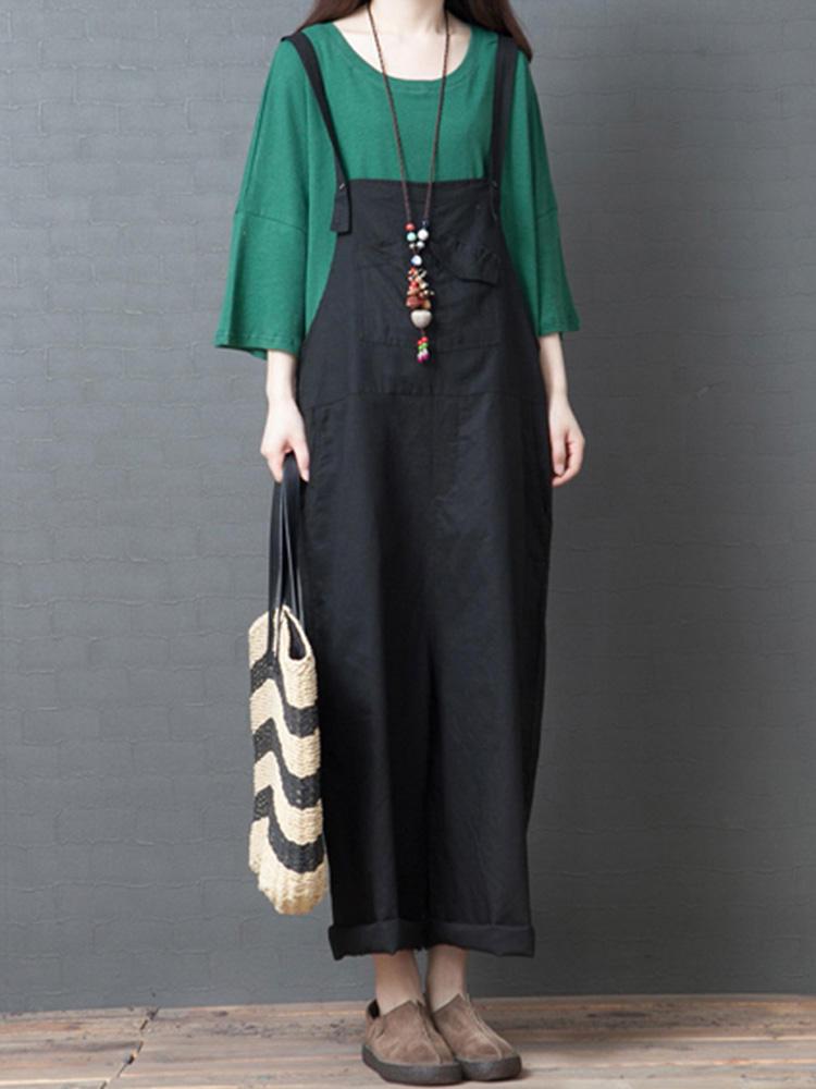 all in one place בגדי נשים Women Casual Buttons Pockets Spaghetti Strap Jumpsuit