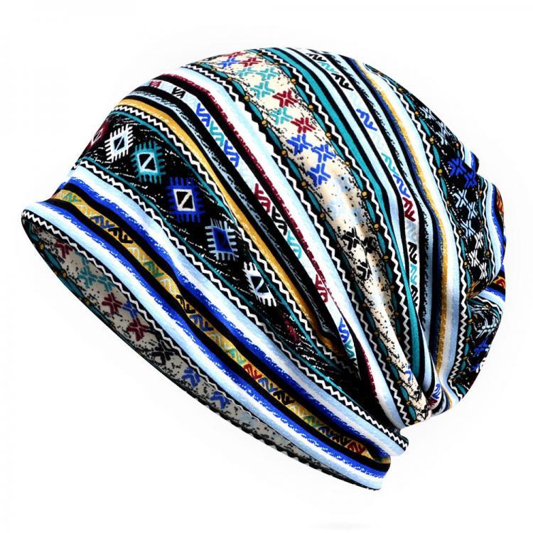 all in one place בגדי נשים Unisex Soft Floral Checkerwork Dual-Use Cotton Beanie Cap Hat Neck Circle Scarf