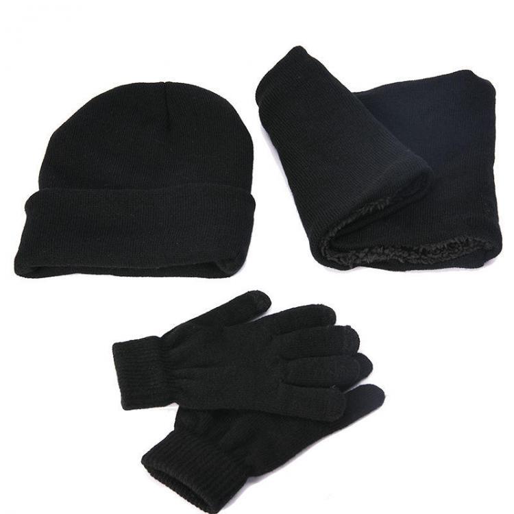 all in one place בגדי נשים Winter Knit Hat Scarf Touch Screen Gloves Set Men Women Plus Velvet Windproof Earmuffs Cap Suit