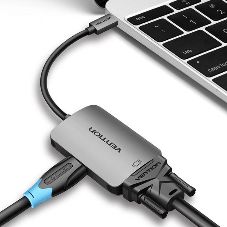 all in one place ציוד היקפי Vention CGKHA USB C to HDMI 4K VGA 1080P 60Hz Male Type-c to VGA HDMI Convertor for TV Projector Hub
