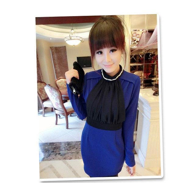 all in one place בגדי נשים Elegant Women Turtle Neck Pearl Slim Skinny Spring Autumn Dress