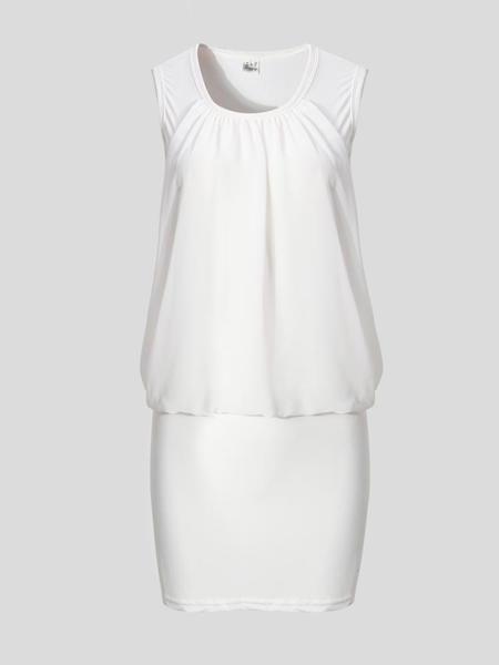 all in one place בגדי נשים Woman Chiffon Stitching Dress Sleeveless Solid Color Mini Dresses