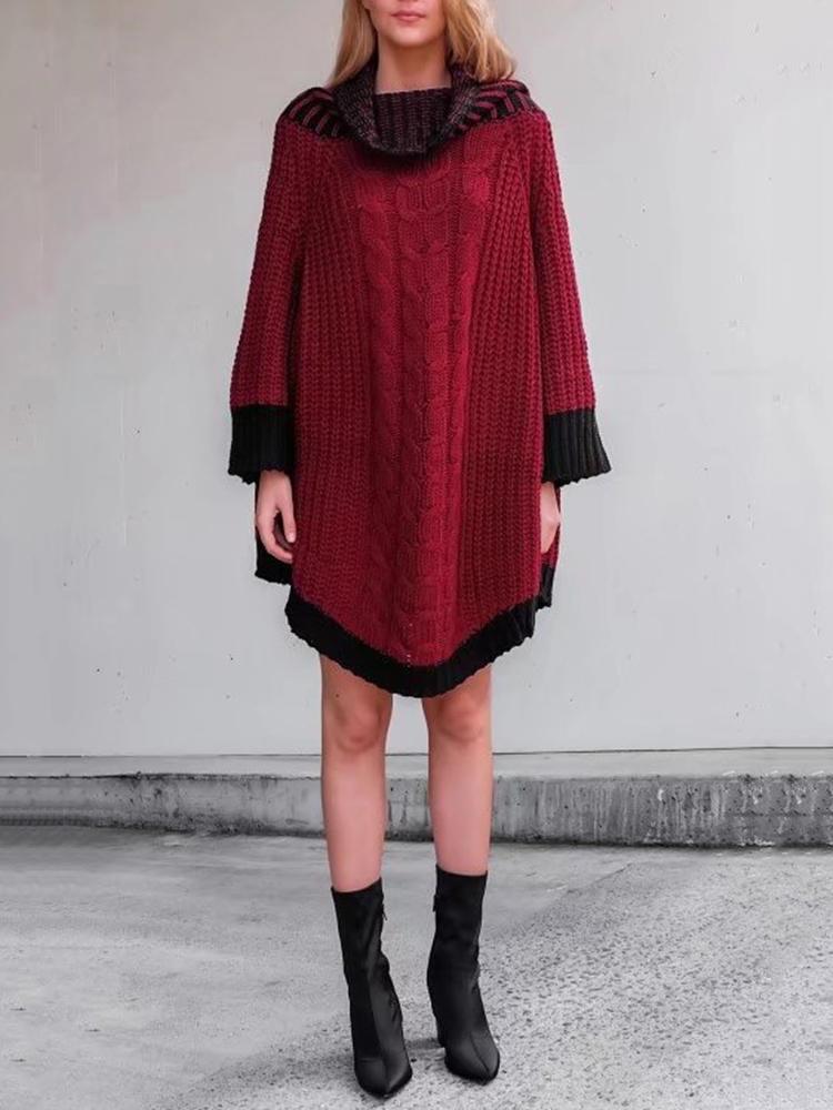 all in one place בגדי נשים Winter Women High Collar Sweater Dress