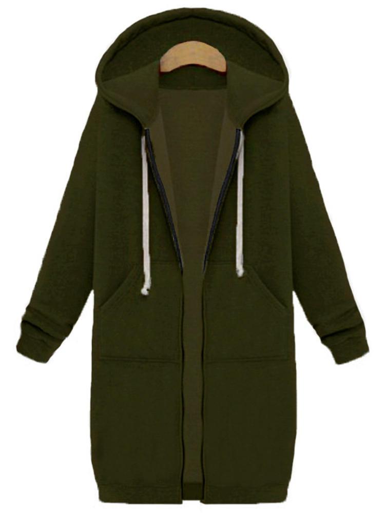 all in one place בגדי נשים 9 Colors Casual Women Long Sleeve Pockets Zip Up Hooded Sweatshirt