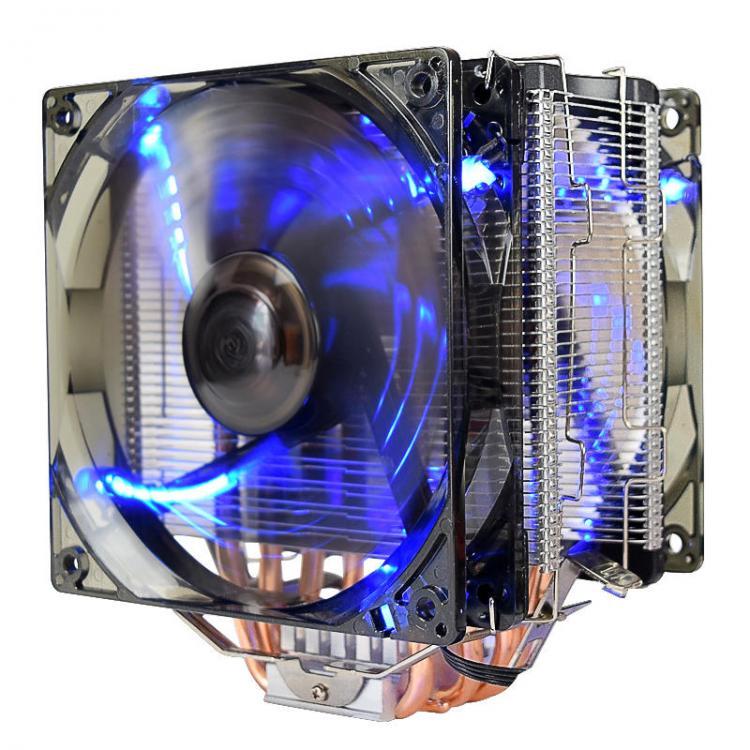 all in one place ציוד היקפי Pccooler 12V X6 4 Pin Double Blue LED Copper CPU Cooler Cooling Fan For AMD AM4 Intel LGA 775