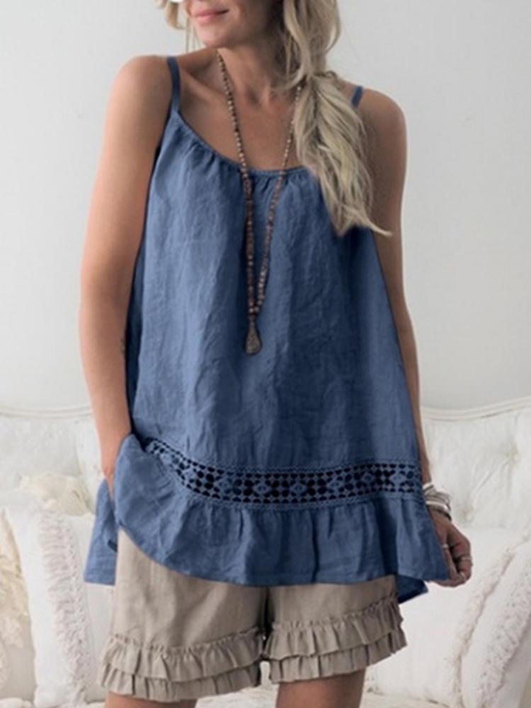 all in one place בגדי נשים S-5XL Women Lace Straps Round Neck Tank Tops