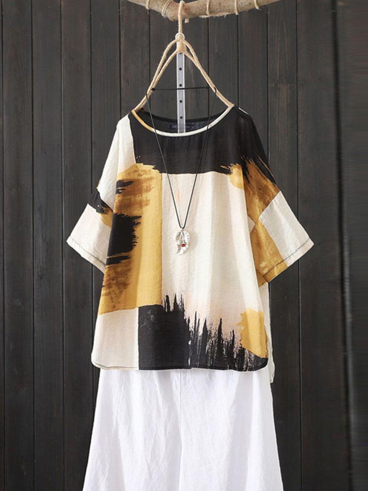 all in one place בגדי נשים Casual Women Printed O-Neck Half Sleeve T-Shirts