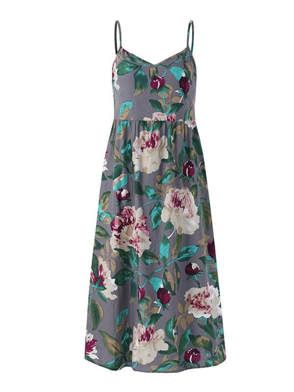 all in one place בגדי נשים Sexy Women Spaghetti Strap Cotton Boho Floral Dress