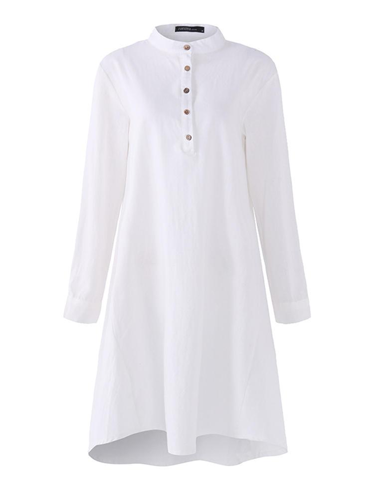 all in one place בגדי נשים Women Button Down Baggy Blouse Casual Loose Asymmetric Shirt Dress
