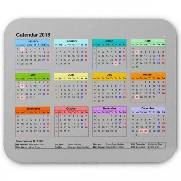 all in one place ציוד היקפי 2018 Calendar Anti-Slip Desktop Mouse Pad