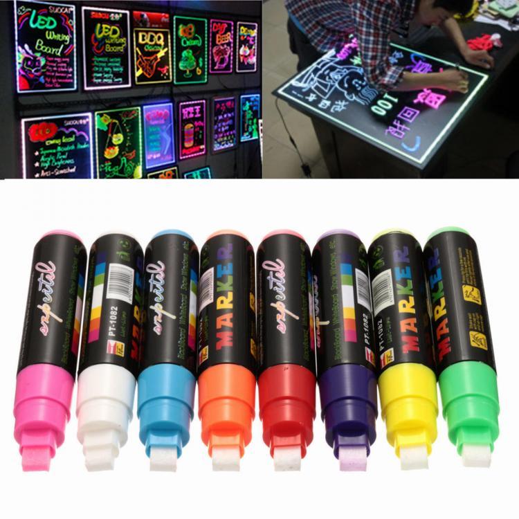 all in one place ציוד היקפי 8pcs 10mm Highlighter LED Writing Board Neon Marker Fluorescent Liquid Chalk Pen