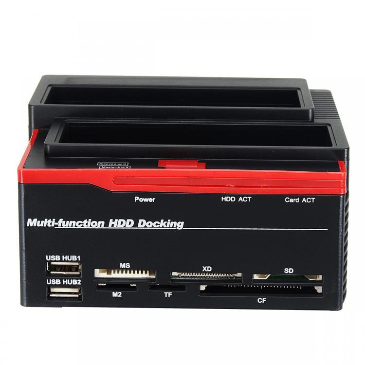 all in one place ציוד היקפי 2.5/3.5" SATA IDE HDD Docking Station Clone Backup Hard Drive Enclosure USB2.0 HUB Card Reader EU
