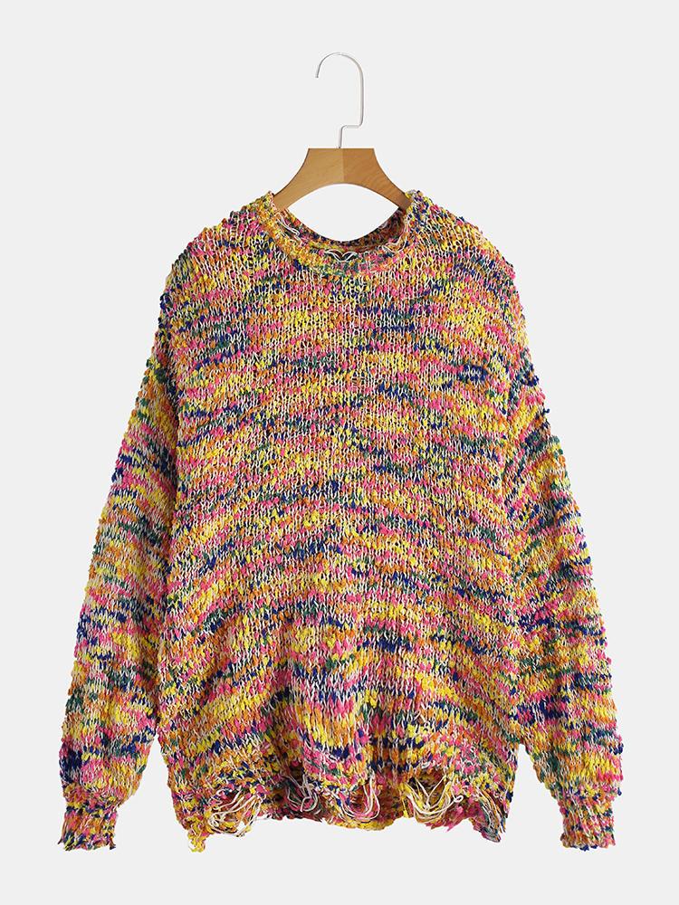 all in one place בגדי נשים Women Loose Camouflage Pullover Round Neck Sweaters