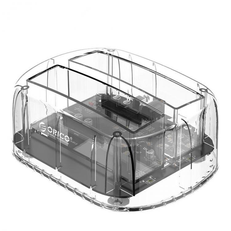 all in one place ציוד היקפי ORICO 6239C3 2.5/3.5 inch Portable Hardisk  2 Bay Transparent Type-C Hard Drive Dock Hard Drive Enclosure