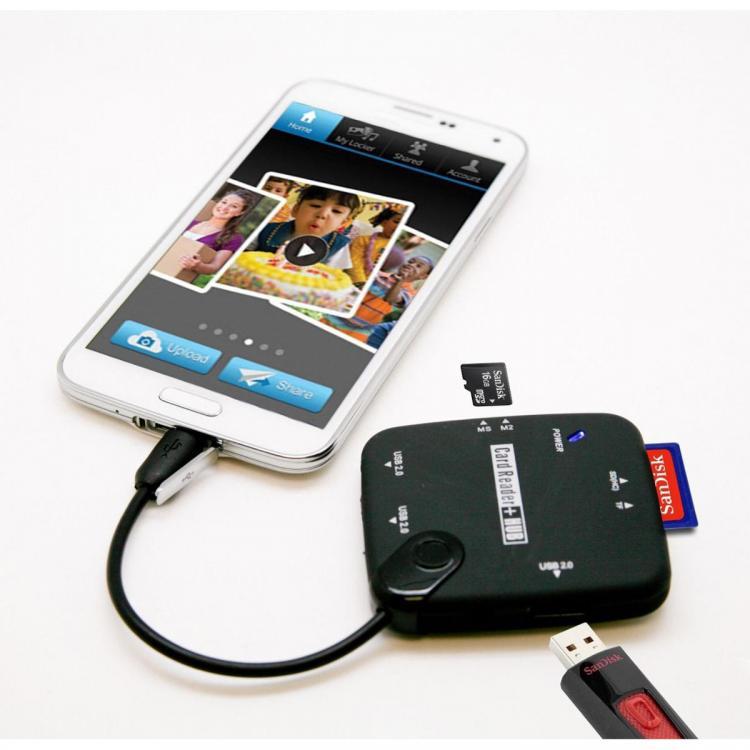all in one place ציוד היקפי Micro USB to SD TF M2 MS Card Reader OTG Hub for Mobile Phones