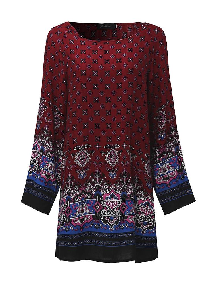 all in one place בגדי נשים Elegant Women Tribal Baroque Print Dress