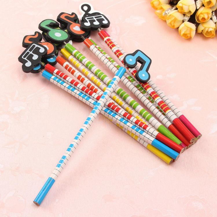 all in one place ציוד היקפי 12 Pcs Wooden Musical Note Cartoon Pencils Stationery Gifts for Children