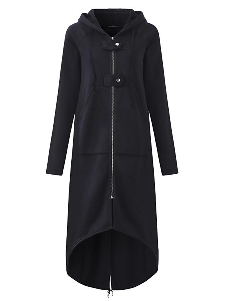 all in one place בגדי נשים S-5XL Women Zipper Hooded Long Sweatshirt Jacket