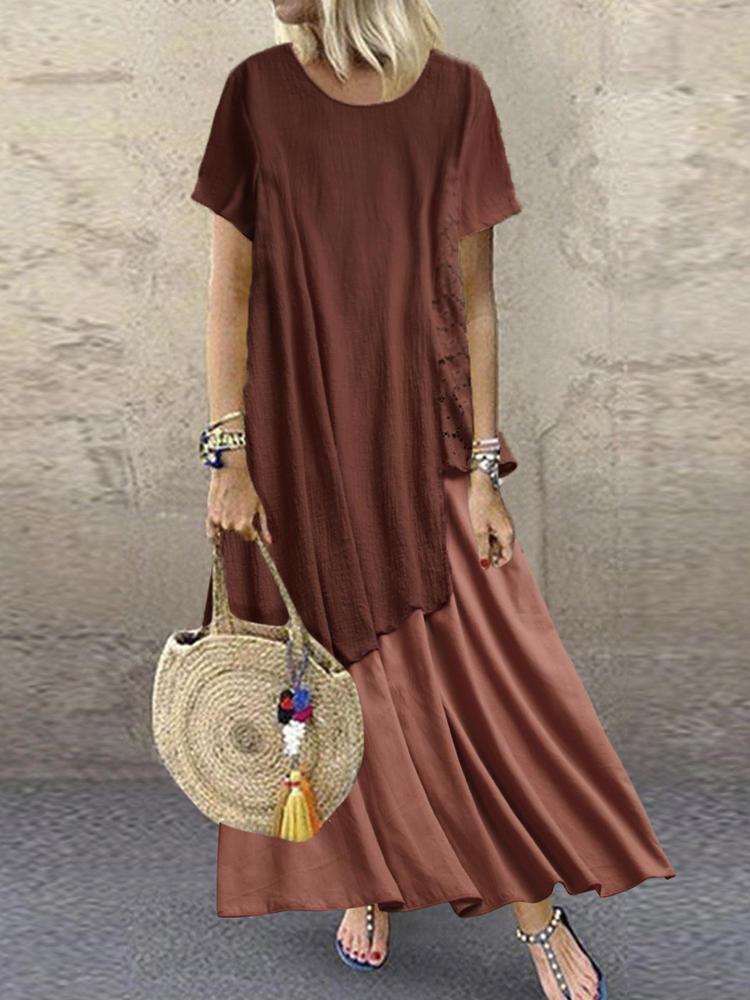 all in one place בגדי נשים Bohemian Lace Patchwork Summer Plus Size Maxi Dress