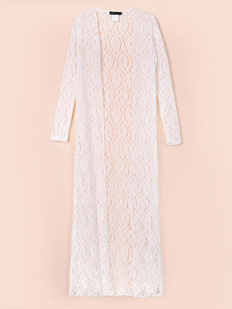 all in one place בגדי נשים Sexy Women Lace Crochet Hollow Sheer Sun Protection Cardigan