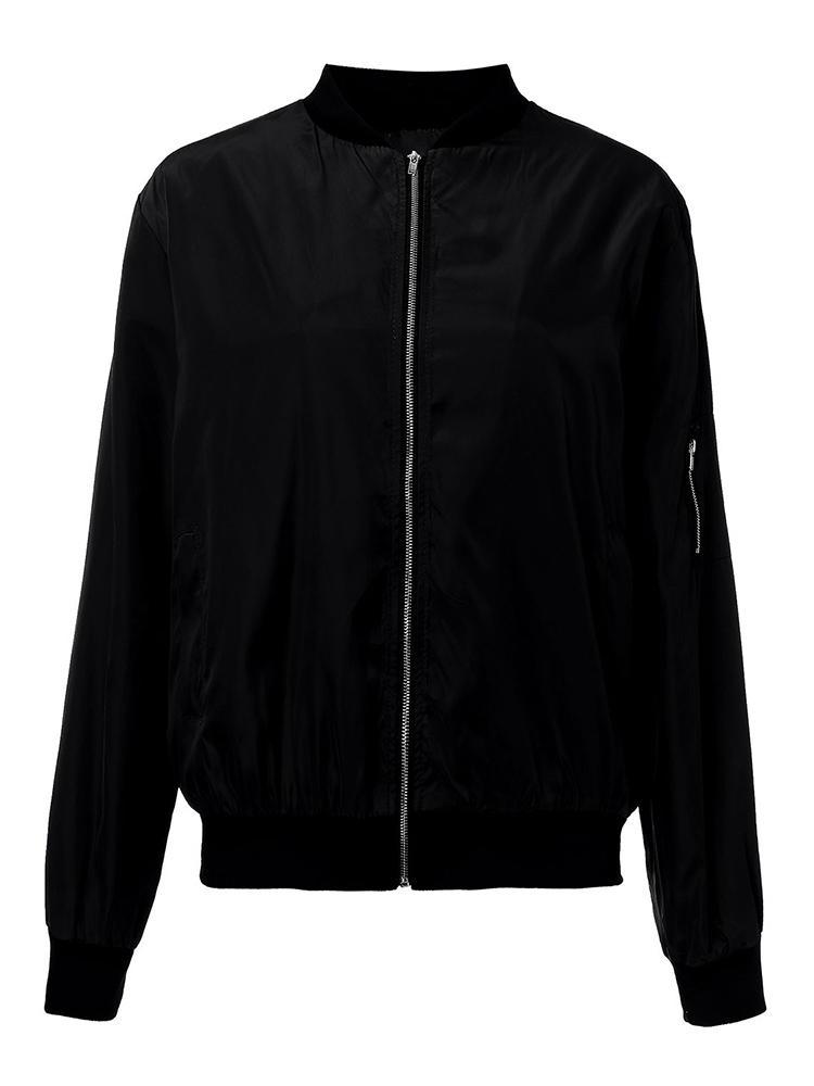all in one place בגדי נשים Fashion Women Stand Collar Zipper Pocket Sport Jacket
