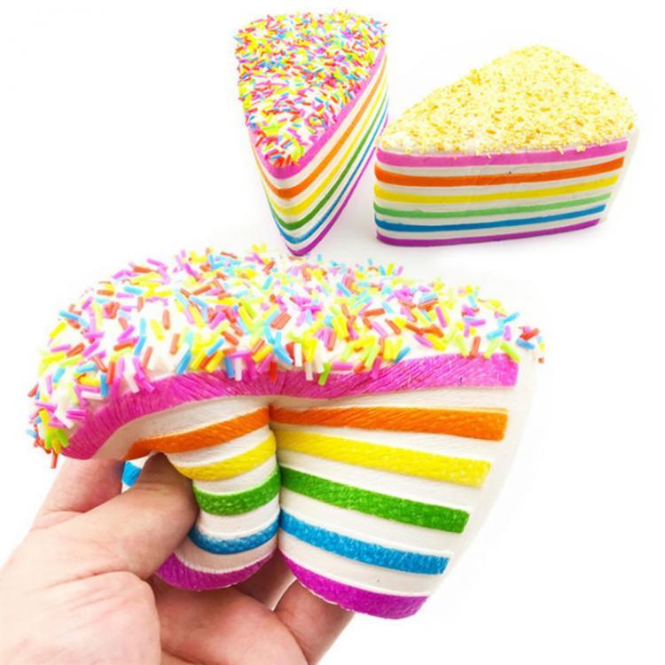 all in one place צעצועים, תחביבים ופנאי 14x9x8cm Squishy Rainbow Cake Simulation Super Slow Rising Fun Gift Toy Decoration
